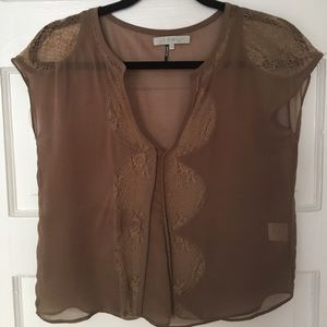 Cropped Blouse with Lace Detail